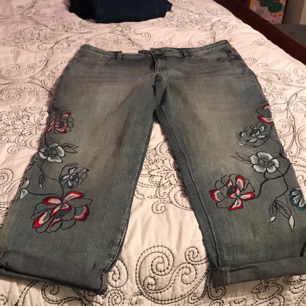 Beautiful embroidered Jean capris
